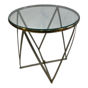 1970s John Vesey Brass & Brushed Aluminum Strap With Ball Cage Form Table
