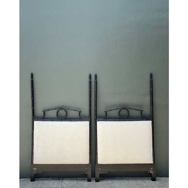 Vintage Faux Bamboo Pediment Twin Headboards - A Pair For Sale - Image 11 of 12