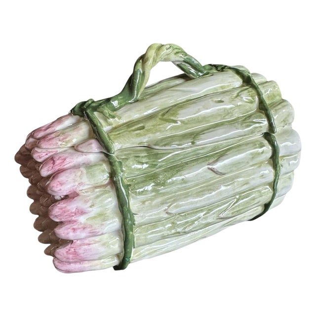 1990s Ethan Allen Asparagus Porcelain Covered Dish, Made in Italy For Sale
