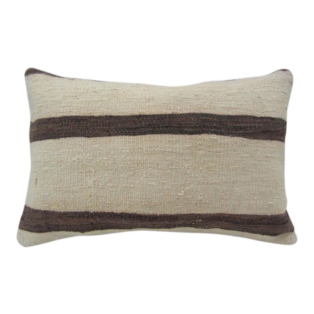 Handmade Striped Kilim Pillow Cover For Sale