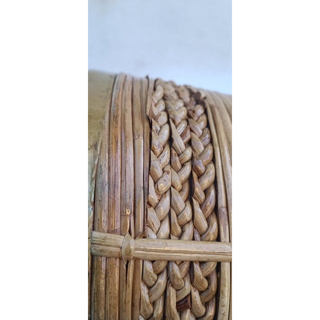 Braided Wicker Basket with Brass Edge, 1970s For Sale - Image 11 of 13