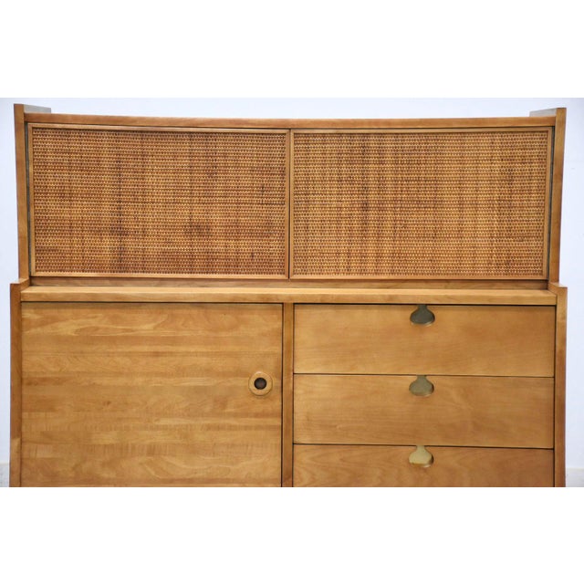 1960s Refinished Edmond Spence Maple and Cane Tall Dresser For Sale - Image 9 of 10
