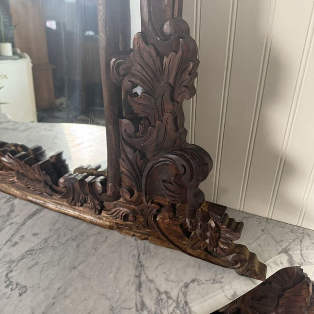 Late 20th Century Hand-Carved Rococo Revival Marble Console & Mirror For Sale - Image 17 of 17