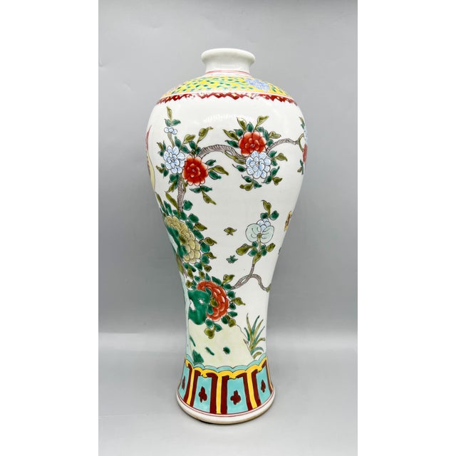 Large Hand-Painted Chinese Famille Verte Porcelain Vase With Phoenix – Chinoiserie / Asian Traditional For Sale In Houston - Image 6 of 12