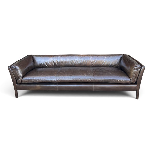 2000 - 2009 Restoration Hardware Sorensen Sofa in Tobacco Brown Leather With Natural Patina For Sale - Image 5 of 16
