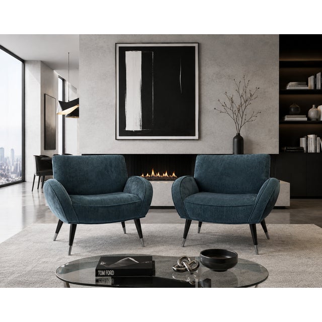 Pair of Italian Mid-Century Modern Sculptural Lounge Chairs, in the Style of Gio Ponti, Circa 1950s For Sale - Image 9 of 9