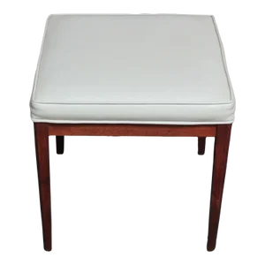 Mid-Century Walnut Stool/Ottoman With Gray Vinyl Upholstery by Foster McDavid