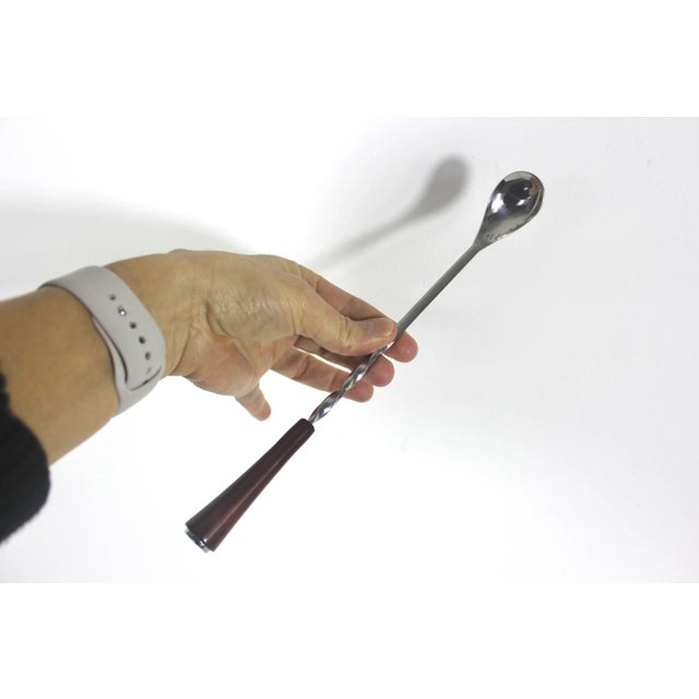 1960’s Bar Tool Set by Glo-Hill Chrome and Bakelite Cocktail Stir Stick and Ice Tongs- 2 Pieces For Sale - Image 9 of 9