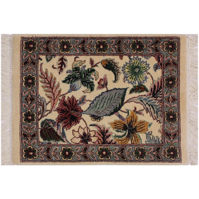 Gray Shabby Chic Pak-Persian Beige/Gray Wool Rug - 1'6'' X 2'0'' For Sale - Image 8 of 9