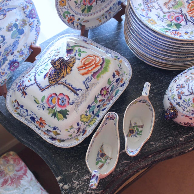 Set of English Ironstone Porcelain “Flying Bird” Pattern Dinner Service- 24 Pieces For Sale - Image 9 of 12