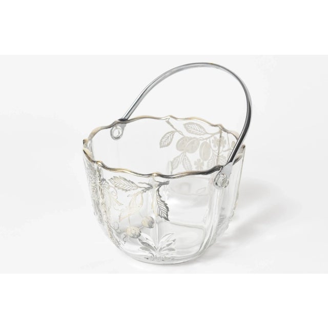 Transparent Vintage Sterling Silver Overlay Glass Fruit & Flower Basket Bowl Ice Bucket For Sale - Image 8 of 10