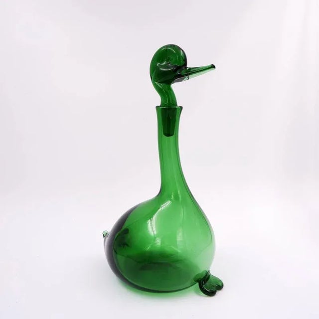 Empoli Verde Duck Decanter by Gio Ponti for Toso Bagnoli For Sale - Image 3 of 11