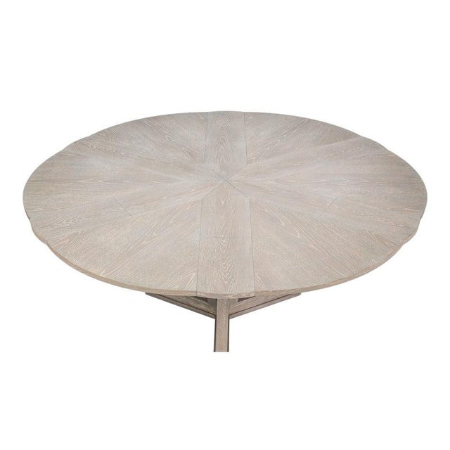 Transitional Round Dining Table, Large - Grey Oak For Sale In Raleigh - Image 6 of 11