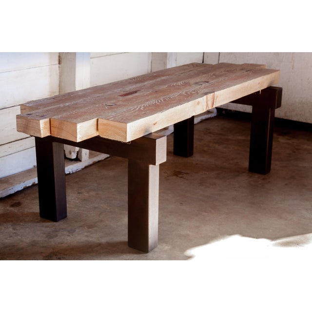 Contemporary Artisan Modern Organic Rough Luxe Platform Bench For Sale - Image 3 of 13