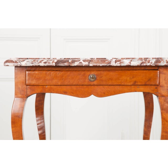 French 19th Century Birch Writing Table With Red Marble Top For Sale - Image 10 of 11