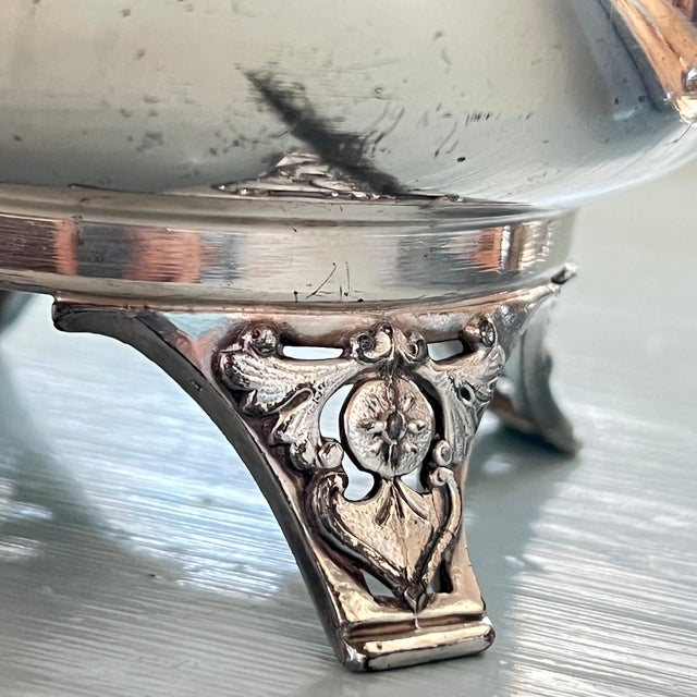 Antique Victorian Quadruple Silverplate Butter Cooler With Cow Finial For Sale - Image 12 of 12