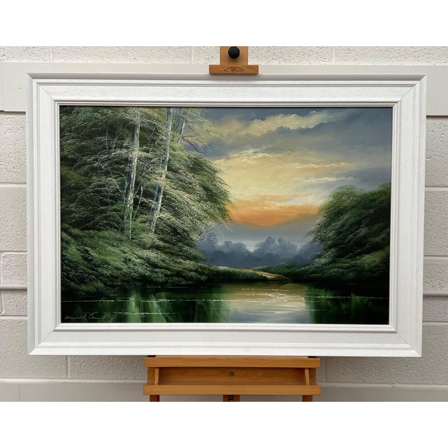 Green Water in the Lake District of England with Lush Trees by British Artist 1976 For Sale - Image 13 of 18