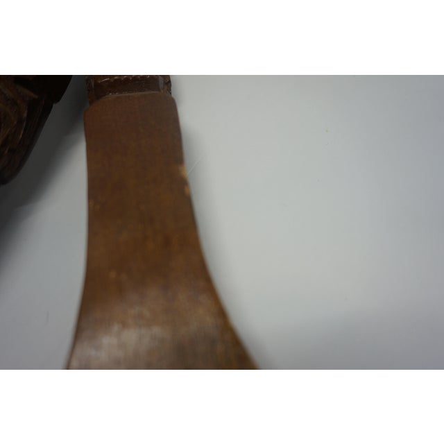 Mid-Century Modern Vintage 22" Hand-Carved Wood Tiki Spoon & Fork Wall Decor - Philippines For Sale - Image 3 of 4