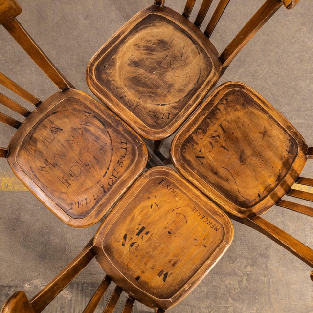 Upright Café Bentwood Dining Chairs from Delaroux, 1950s, Set of 4 For Sale - Image 10 of 11