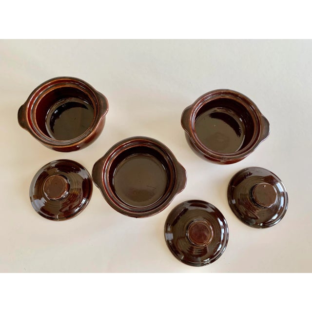 American 1970s Monmouth Stoneware Ramekins With Lids- Set of 3 For Sale - Image 3 of 7