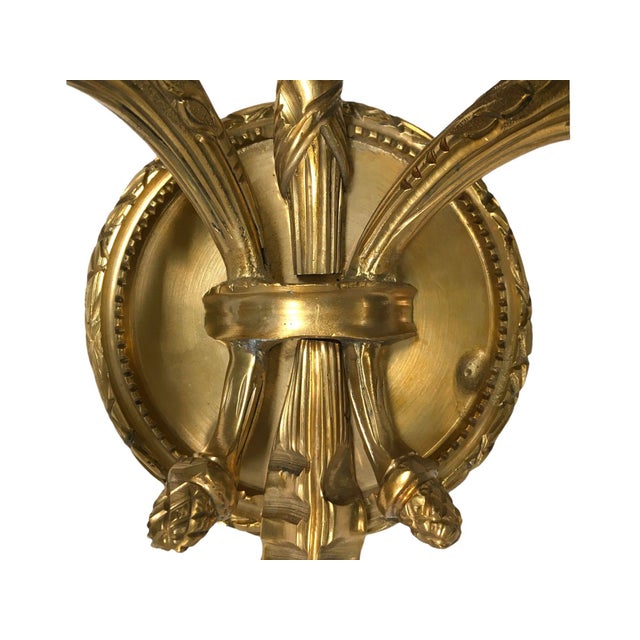 Vintage Pair of Solid Brass Wall-Mount Sconces. For Sale - Image 4 of 7