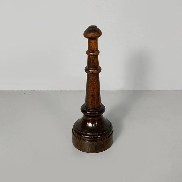 Italian Round Doorstop in Turned Wood, 1930s For Sale - Image 11 of 11
