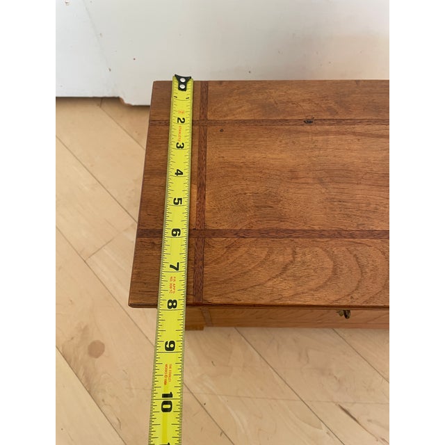 Vintage Small Table Top Chest Trunk Wooden Box With Inlay Trim For Sale - Image 11 of 12