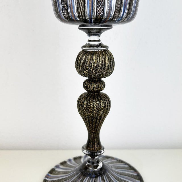 Rococo Vintage Black Murano Glass Goblet For Sale - Image 3 of 11