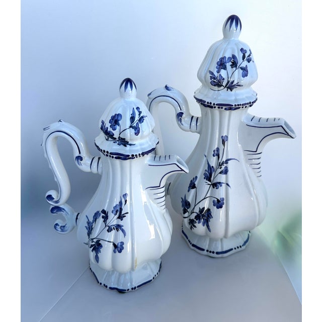 White 1980s Blue & White Coffee & Tea Pot Set For Sale - Image 8 of 12