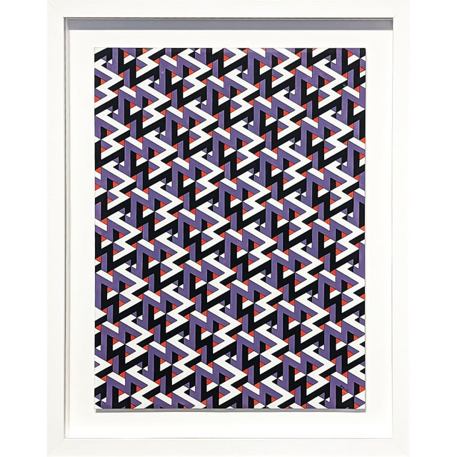 Austin Magruder Contemporary Red, Purple, Black, and White Hand Drawn Tessellated Abstract, 2023 For Sale
