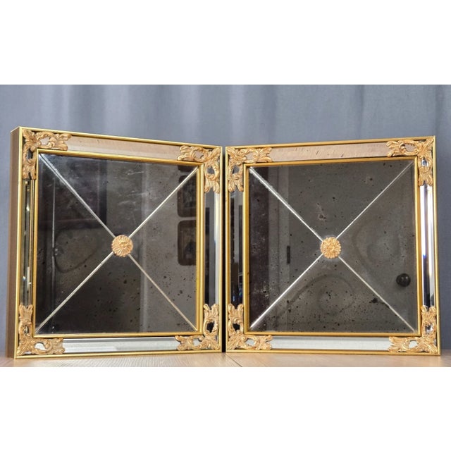 Two LaBarge Venetian Style Square Gold Gilt Wall Mirrors For Sale - Image 6 of 14