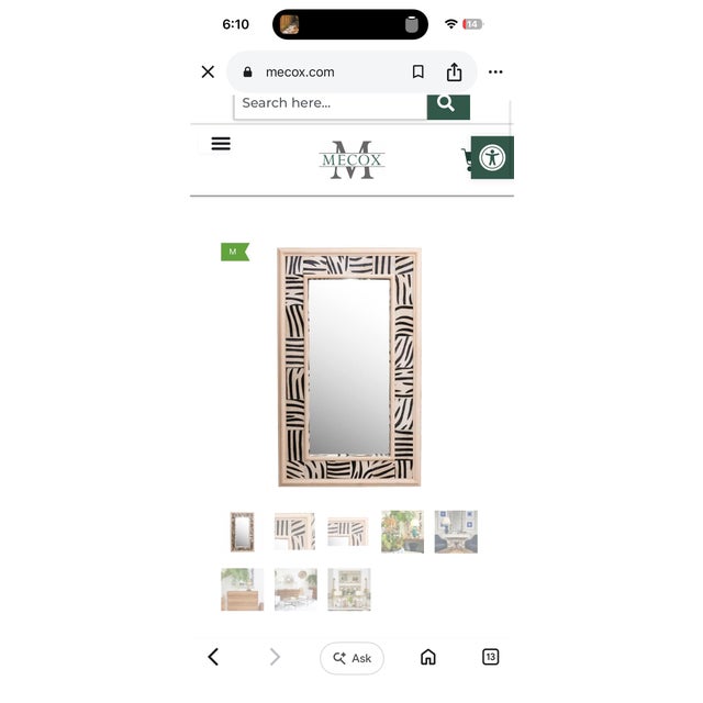 Patched Faux Zebra Mirror by Mecox Gardens For Sale In Los Angeles - Image 6 of 12