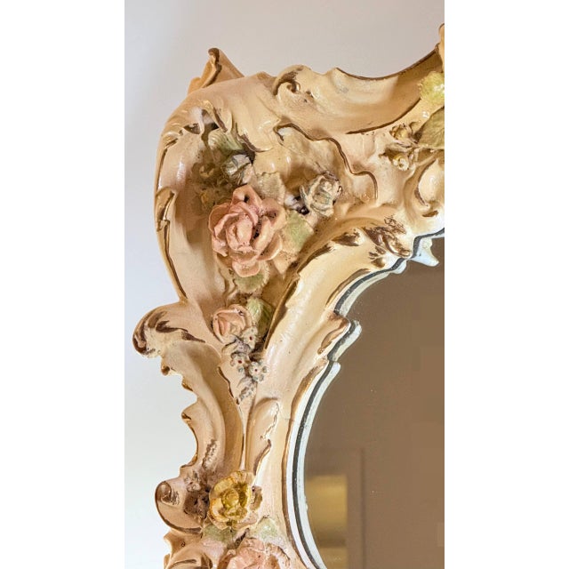 Cream Vintage Finesse Originals Ornate Rococo Floral Wall Mirror For Sale - Image 8 of 18