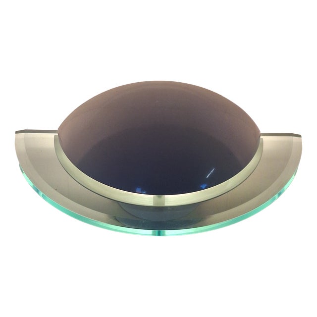 Vintage Wall Lamp with Curved White Metal Bowl and Tinted Acrylic Frame from Wofi Lighting, 2001 For Sale