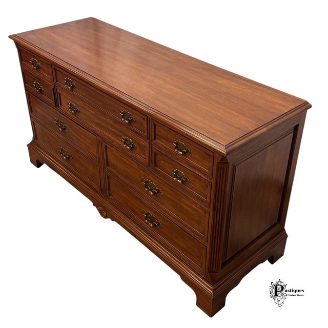 Davis Cabinet Company Vintage Davis Cabinet Company Traditional French County Style Walnut Dresser For Sale - Image 4 of 11