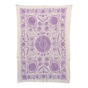 Lavender Pomegranate Hand-Embroidered Suzani Throw