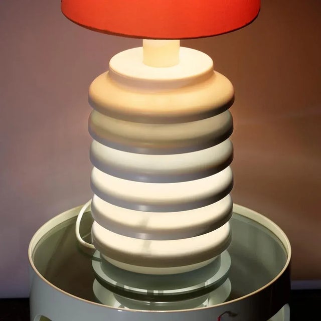 Floor Lamp with Metal Slats and Orange Lampshade by Hans-Agne Jakobsson, Sweden, 1960s For Sale - Image 4 of 7