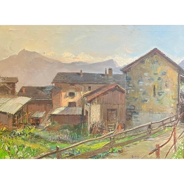 Henri Fehr, Rural Village, Oil on Canvas For Sale