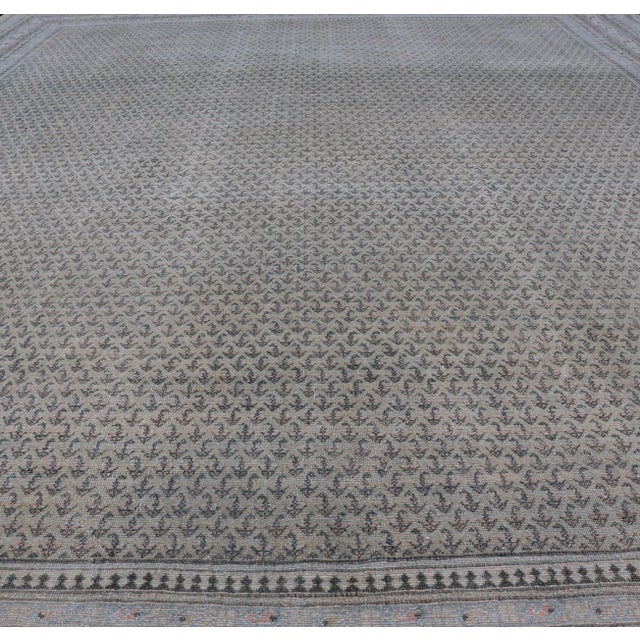 Minimalist antique Persian Tabriz rug with all-over field and, light peach, light blue, Keivan Woven Arts / rug...