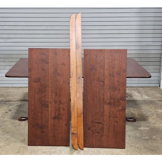 Late 20th Century Eldred Wheeler Solid Cherry Two Pedestal Dining Table 2 Leaves Benchmade For Sale - Image 9 of 13