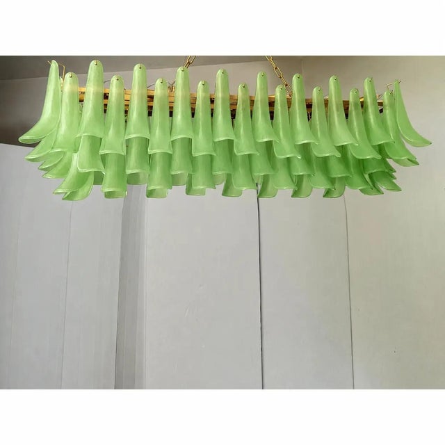 Early 21st Century Green Frosted Selle Murano Glass Rectangular Chandelier in Mazzega by Simoeng for Simoeng For Sale - Image 5 of 7