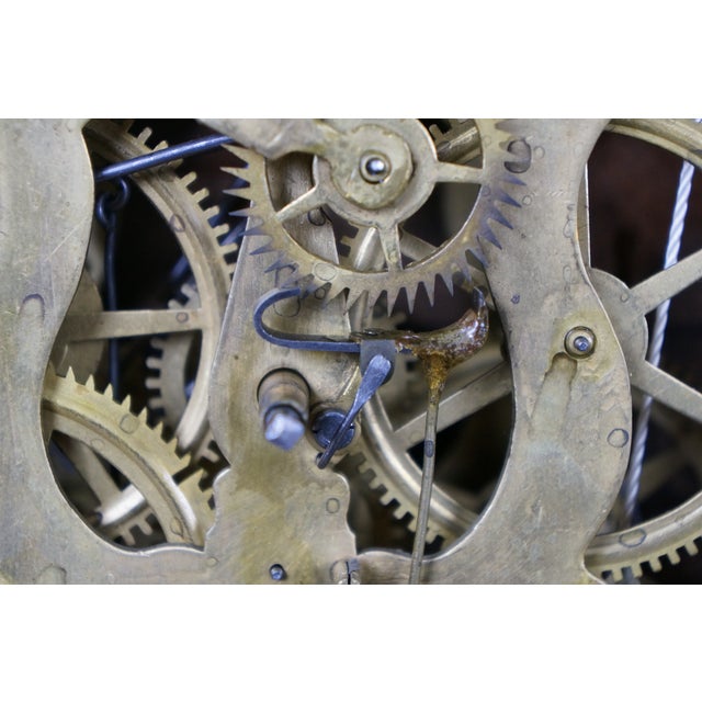 Antique William S. Sperry Mahogany Four Column 8 Day Mantel Clock 27" For Sale - Image 13 of 17