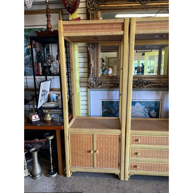 Enhance your living space, bedroom, or sunroom with this striking pair of vintage 1980s Henry Link for Lexington étagères....