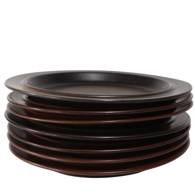 Lot of 7 Arabia Ruska Dinner Plates by Ulla Procope Finland Circa 1960's For Sale - Image 9 of 10