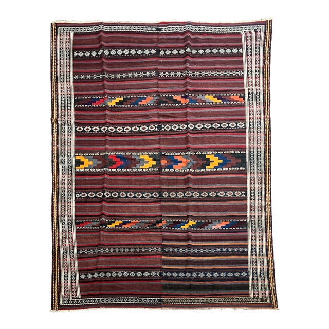 Vintage Handwoven Persian Kilim Rug 6'9" X 10'2" For Sale