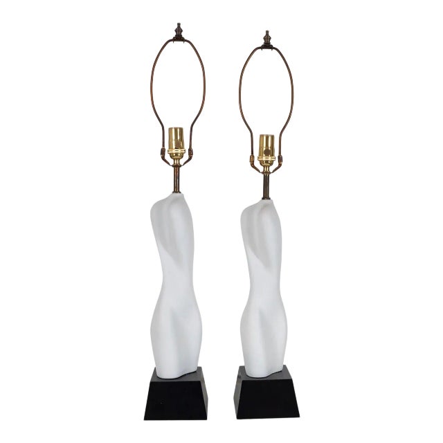 Organic Ceramic Table Lamps - A Pair For Sale