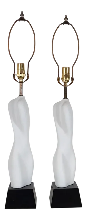 Organic Ceramic Table Lamps - A Pair