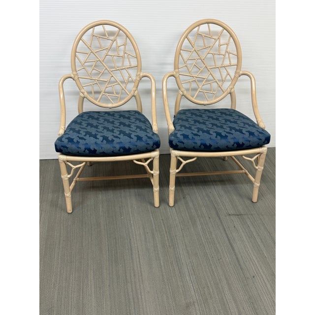 Design Plus Gallery presents a Pair of Crackled Ice Dining Chairs from Elinor McGuire for McGuire Furniture. The Cracked...