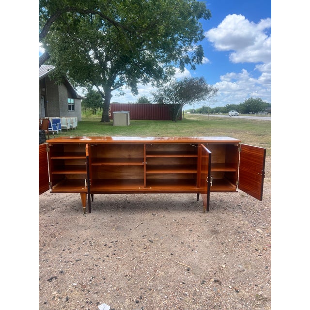 Brass French Art Deco 1940's Light Macassar Sideboard For Sale - Image 8 of 12