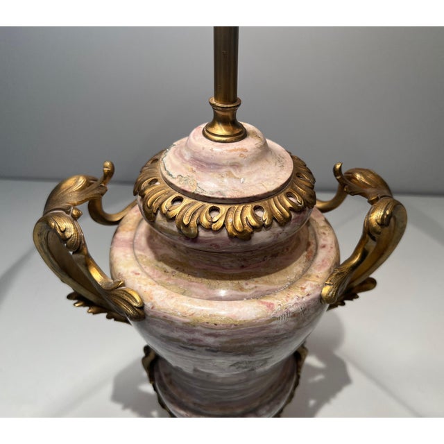 Mid 19th Century Large Louis XV style lamp in marble and decorated with decorative bronze For Sale - Image 9 of 12